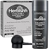 Herbishh Koloret Hair Building Fibers – Black Powder for Sparse Hair, Instant Bald Spot Cover Up & Root Concealer – Sweat-Pro