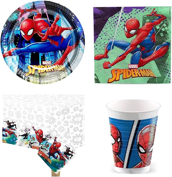 Partyvision Kit Anniversaire Enfant Vaisselle Jetable Spider Man Economique 8 Personnes Amazon Fr Vetements Et Accessoires