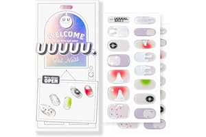 UUUUU. Semi Cured Gel Nail Strips - [Stockholm Club], UV Nail Stickers Compatible with All Nail Lamps, U-Curve for Perfect Fit, Includes 2 Prep Pads, Nail File, and Wood Stick