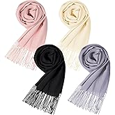 Shyyween 4 Pcs Winter Scarf for Women Men Soft Winter Blanket Scarves Warm Large Shawls and Wraps Tassel Edge