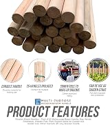 TDBS Wooden Broom Handles Pack of 25 120cm 23-24mm Diameter Multipurpose view 2