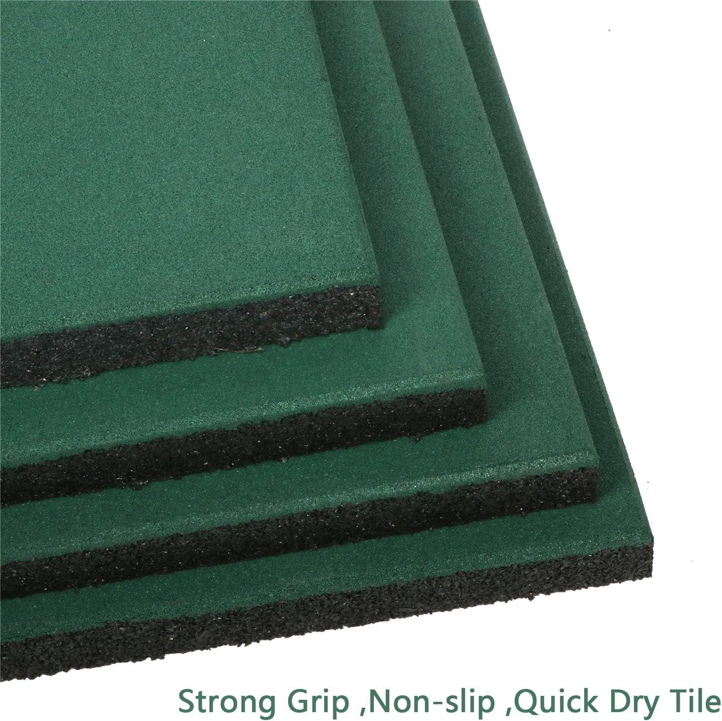 MYOYAY 4 Pack Eco-Sport Interlocking Tiles 20"x20"x1.2" Heavy Duty Rubber Tile Green Non-Slip Flooring Mat for Playground Park Gym Indoor and Outdoor, Cover 11.12 Sq.Ft: Sports & Outdoors