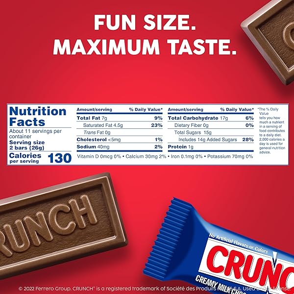 CRUNCH MILK CHOCOLATE AND CRISPED RICE, FUN SIZE CANDY BARS, 12 BAGS, 10 OZ EACH BAG