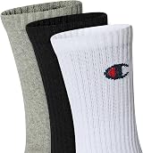 Champion Logo Socks 6 Pairs Crew Cotton Unisex Mid Calf Ribbed view 3