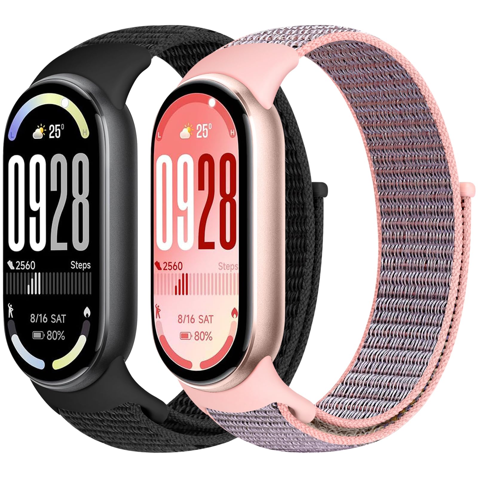 Runostrich Nylon Straps Compatible with Xiaomi Smart Band 10/9/8 Soft Nylon Loop Strap Breathable Adjustable Replacement Band for Women Men