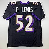 Facsimile Autographed Ray Lewis Baltimore Black Reprint Laser Auto Football Jersey Size Men's XL