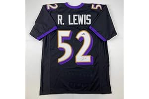 HOFSM.COM HALL OF FAME SPORTS MEMORABILIA Facsimile Autographed Ray Lewis Baltimore Black Reprint Laser Auto Football Jersey Size Men's XL