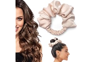 BLINKEEN Heatless Curling Scrunchie, Velvet, Beige, 1 Count (Pack of 1), Hair Roller for All Hair Types and Textures, No Heat Curls for Long Hair, Fashionable Item for Going Out and Exercise