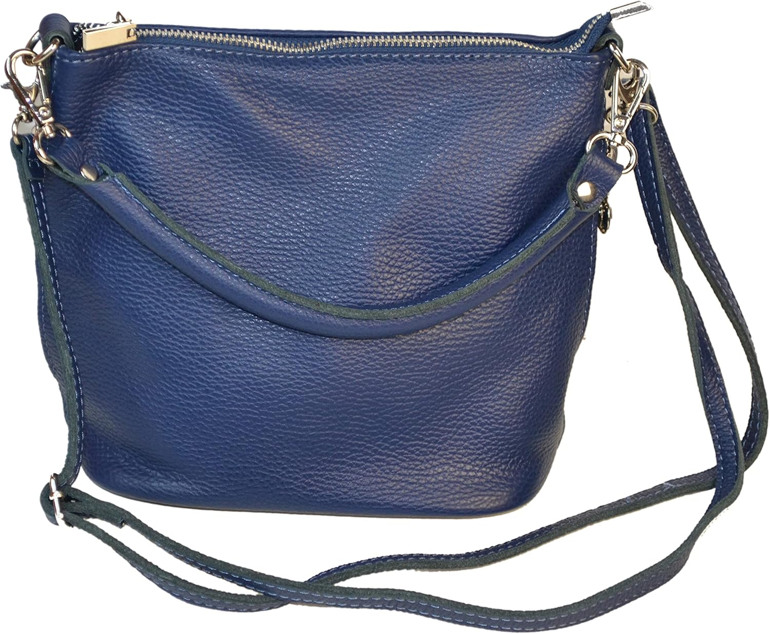 Italienische Schultertasche, Handtasche aus blauem Leder. : Amazon.de
