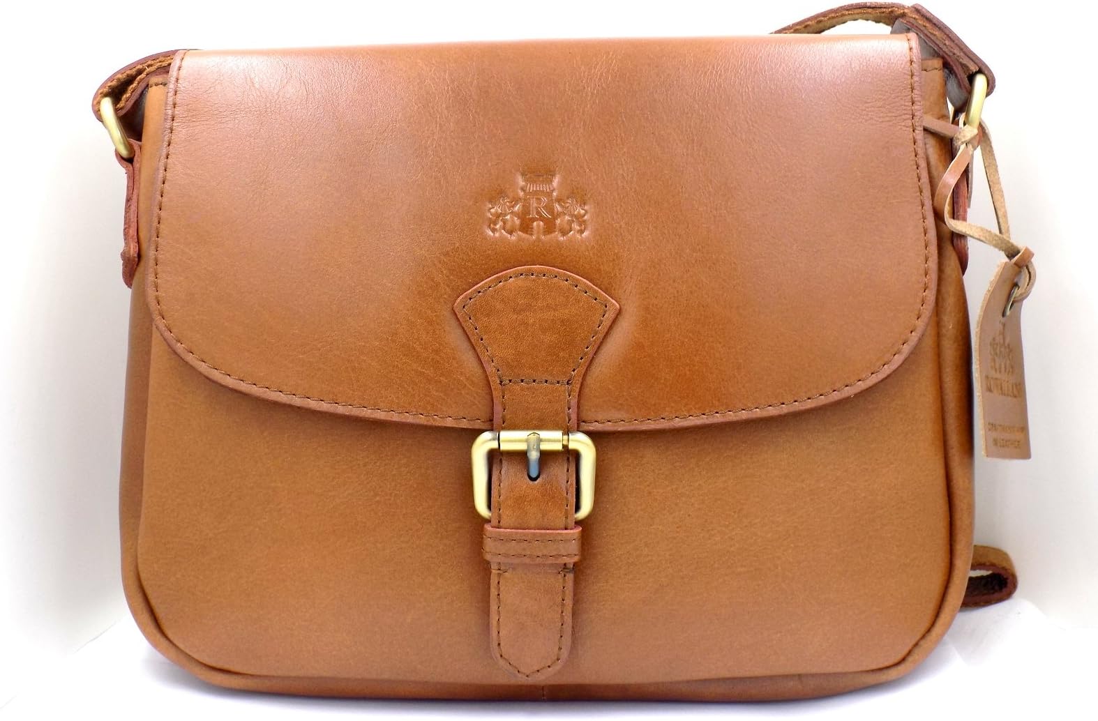 New Handmade Veg Tan Lady's Leather Cross Body Bag, Oil Tanned Buffalo Leather