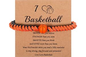 LLOUSSAK Basketball Bracelet, Adjustable Handmade Braided Bead Basketball Bracelet Gifts, Basketball Accessories, Basketball Bracelets, Basketball Stuff