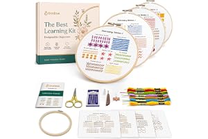 Bradove Classic Embroidery Learning Kit for Adults and Kids | Hand Embroidery Kit for Beginners with Patterns, Beginner Embroidery Kit for Adults, Stitches Practice, Learn to Embroider