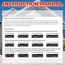 Kingdder 9 Pcs 8 Dip Switch 310mhz Garage Door