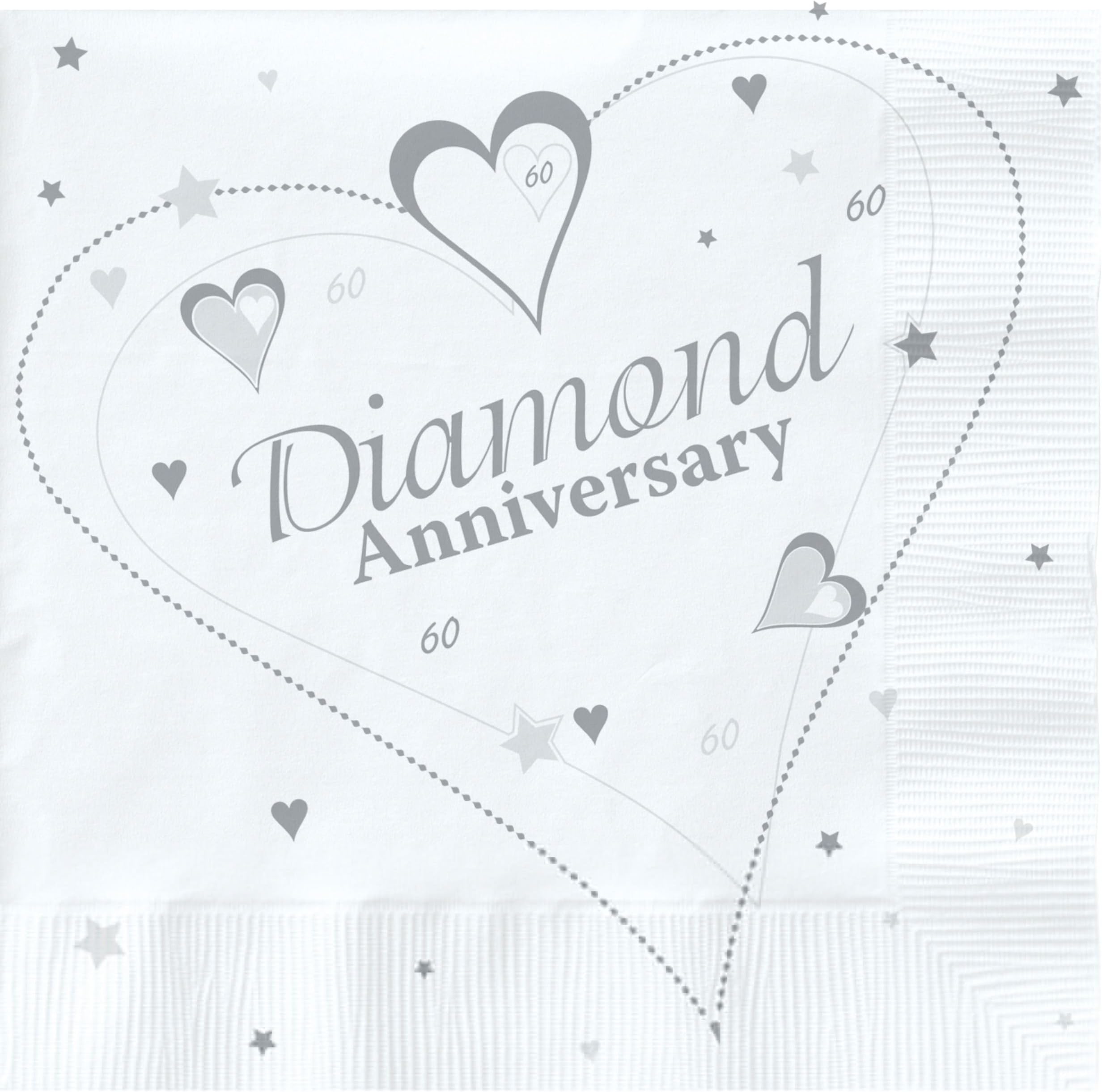18 x Luxury Diamond 60th Wedding Anniversary Party Napkins