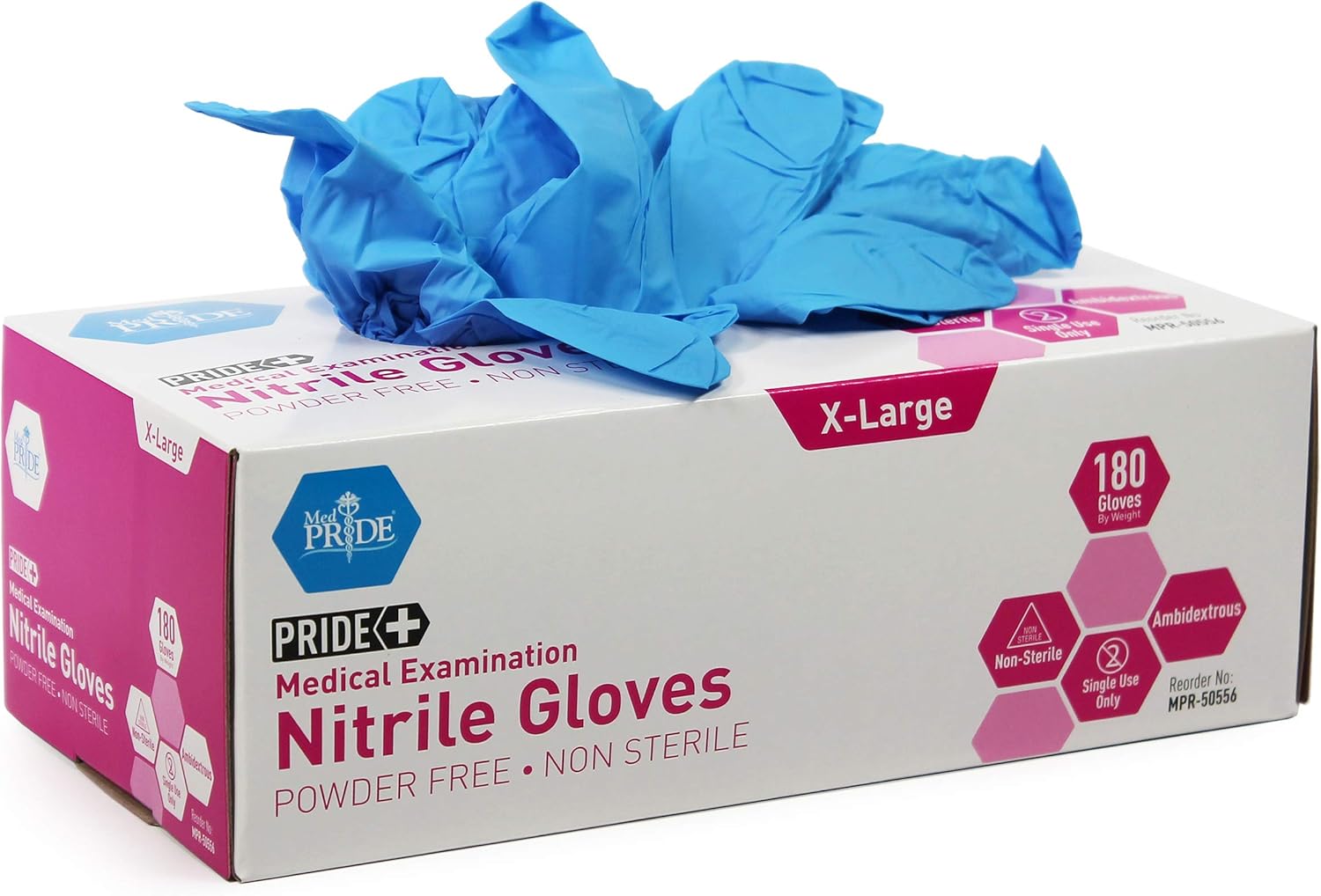Medpride Medical Examination Nitrile Gloves XLarge Box of 180 Blue
