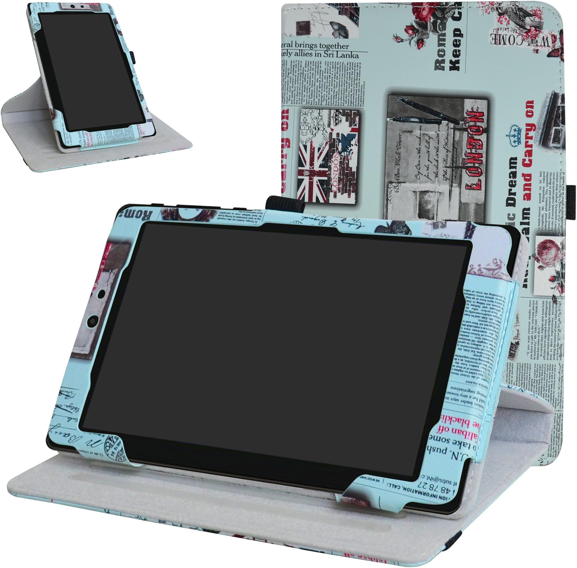 Mama Mouth 360 Degree Rotating Stand with Cute Pattern Case for 8" Nextbook Ares 8 (NXA8QC116) / Flexx 8 (NXW8QC132) / Nextbook 8 (Old Version NXW8QC16G) Windows 8.1 Tablet,Newspaper