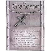 Dicksons to My Grandson Nail Cross Pendant Men's 24 Inch Silver Plated Stainless Steel Everyday Necklace in Presentation Box