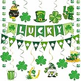 St Patricks Day Decorations Lucky Banner Shamrock Garlands Clover Hanging Swirls Set for St. Patrick's Day Decor Home Saint Patricks Day Irish Party Decorations