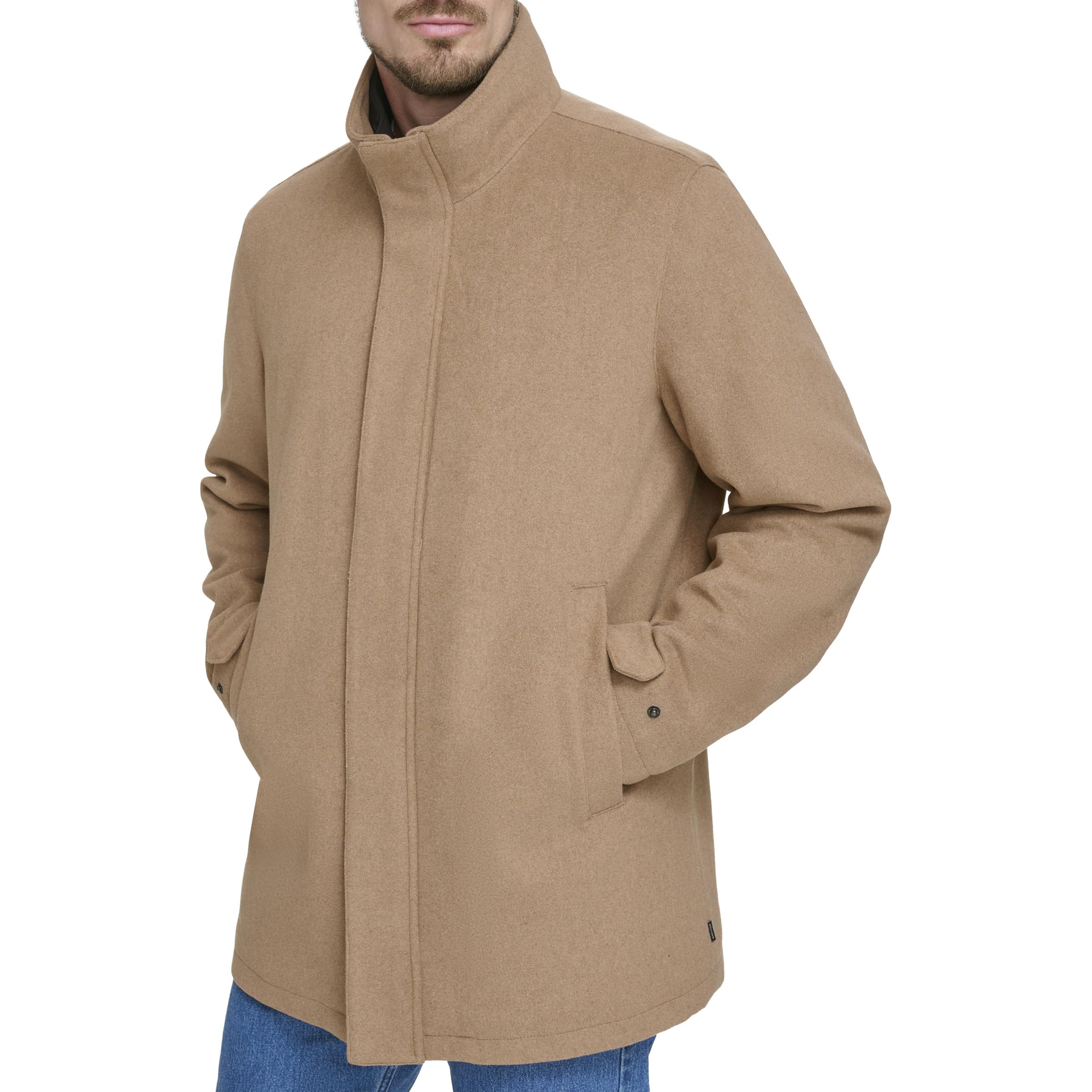 Dockers Men’s Wool Melton Two Pocket Full Length Duffle Coat, Camel, Medium