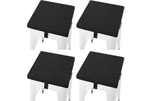 Tromlycs Bar Stool Cushion Square 12x12 Chair Seat Cushion Set of 4 Textured Barstool Pad with Ties 12 inch Black