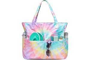 CAMTOP Waterproof Beach Tote Bag for Women Girls with Zipper Foldable Sandproof Pool Swim Bag Travel Carry On Gym