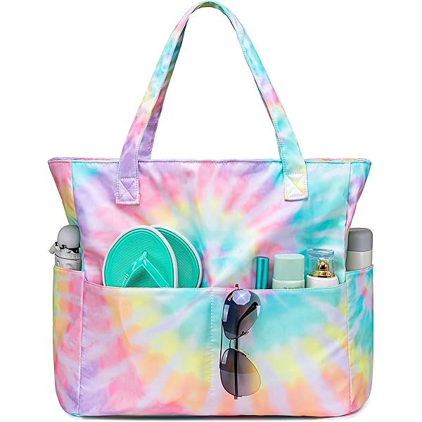 ALAZA Colorful Tie Dye Beach Tote Bag - Large Shoulder Bag With Cotton Rope Handles, 20.5x15x7.3 Inches - View #9