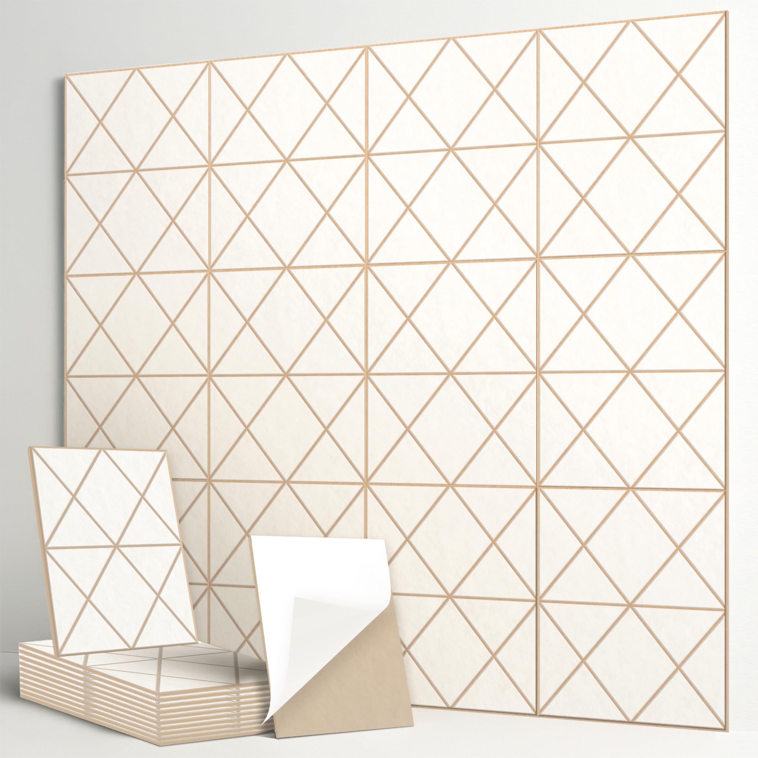 Photo 1 of 12-Pack Acoustic Panels, 16"x12"x0.4" Large Acoustic Wall Panels, Self-Adhesive Sound Absorbing Panels for Recording Studios & Offices, White+Camel Decorative Acoustic Panels
