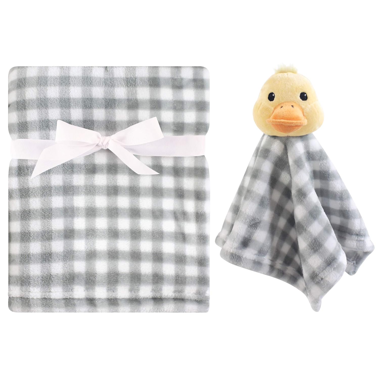 Hudson Baby Unisex Baby Plush Blanket with Security Blanket, Duck, One Size