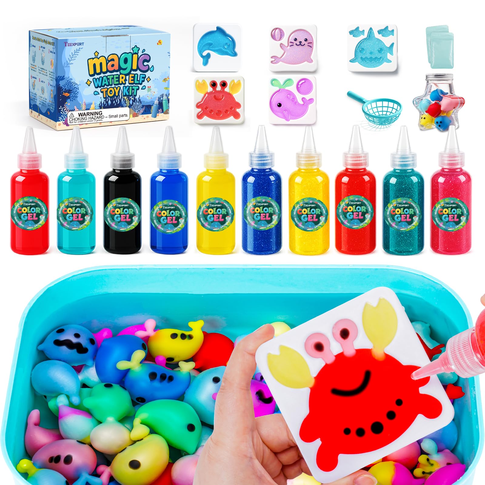 Photo 1 of Teexpert Magic Water Elf Toy Kit – Art and Crafts for Kids Girls Boys Ages 3 4 5 6 7 8 9 10 11 12 - DIY Craft Toy Birthday to Make Aqua Fairy Squishy Water Pets