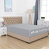 Elegant Comfort Premium Hotel Quality Extra Deep Pocket 18" - 21" Single Fitted Sheet for High Mattress, Luxury & Softest 1500 Thread Count Egyptian Quality Smart Pocket, Queen, Black,Silver