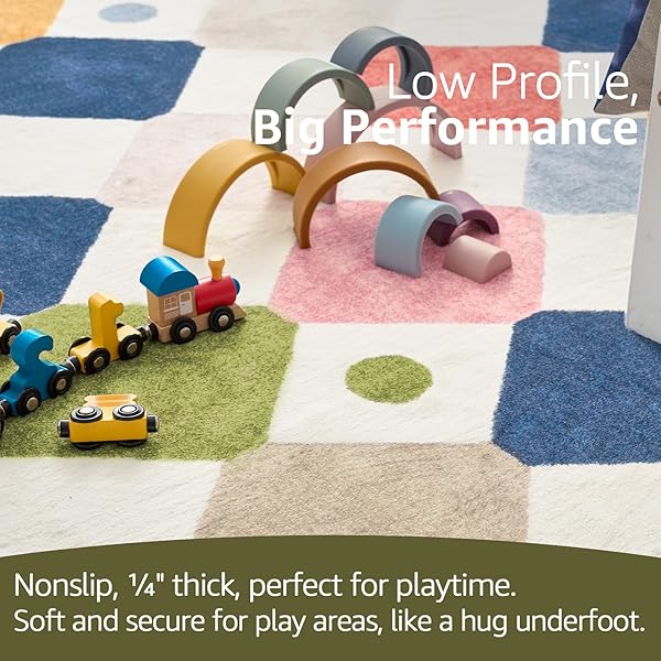 JINCHAN MACY 6X9 KIDS AREA RUG FOR CLASSROOM MODERN COLORFUL NURSERY RUG CHECKERED DIAMOND PLAY MAT WASHABLE SOFT NON SLIP CARPET FOR PLAYROOM LIVING ROOM BEDROOM DAYCARE CIRCUS ON CREAM
