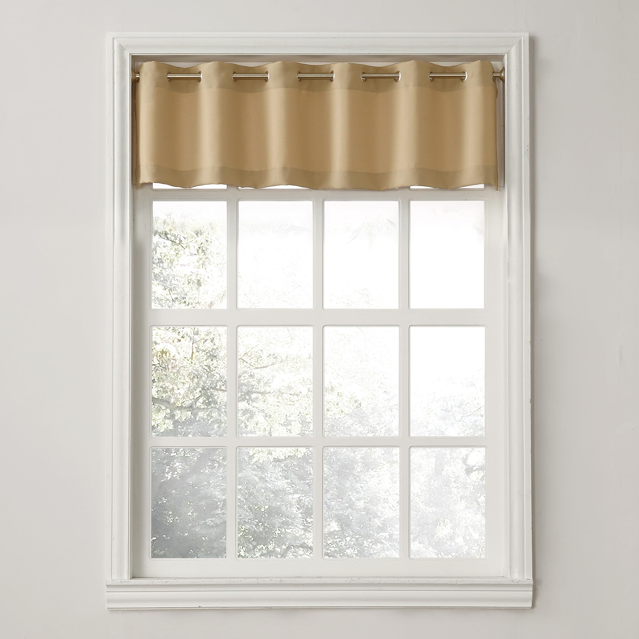 No. 918 Montego Casual Textured Semi-Sheer Grommet Kitchen Curtain Valance, 56" x 14", Taupe — image 1