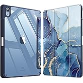 Fintie Hybrid Slim Case for iPad (A16) 11th Generation 11 Inch (2025), iPad 10th Generation 10.9 Inch (2022) - Shockproof Cover with Clear Transparent Back Shell & Pencil Holder, Ocean Marble