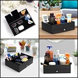 BELLE VOUS Black Valet Tray with Drawer - 7 Compartment Organiser view 6