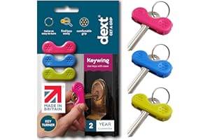 Dext - Keywing Key Turner Aid for People with Arthritis, Parkinson’s, and More, Comfortable and Secure Grip for Weak Hands, Lightweight, Durable, Click-On Design, Suitable for Flat Keys (Multipack, 3)