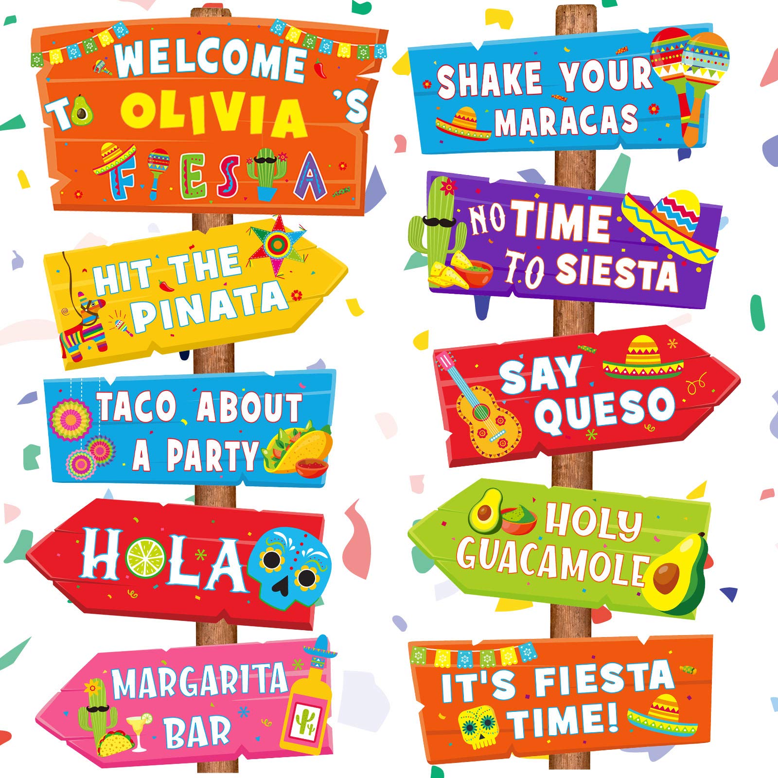 20 Pieces Mexican Fiesta Party Signs Fiesta Taco Bar Directional Signs Cinco De Mayo Themed Party Yard Decorations Photo Backdrop Cutouts for Mexican Fiesta Party Supplies Lawn Decoration