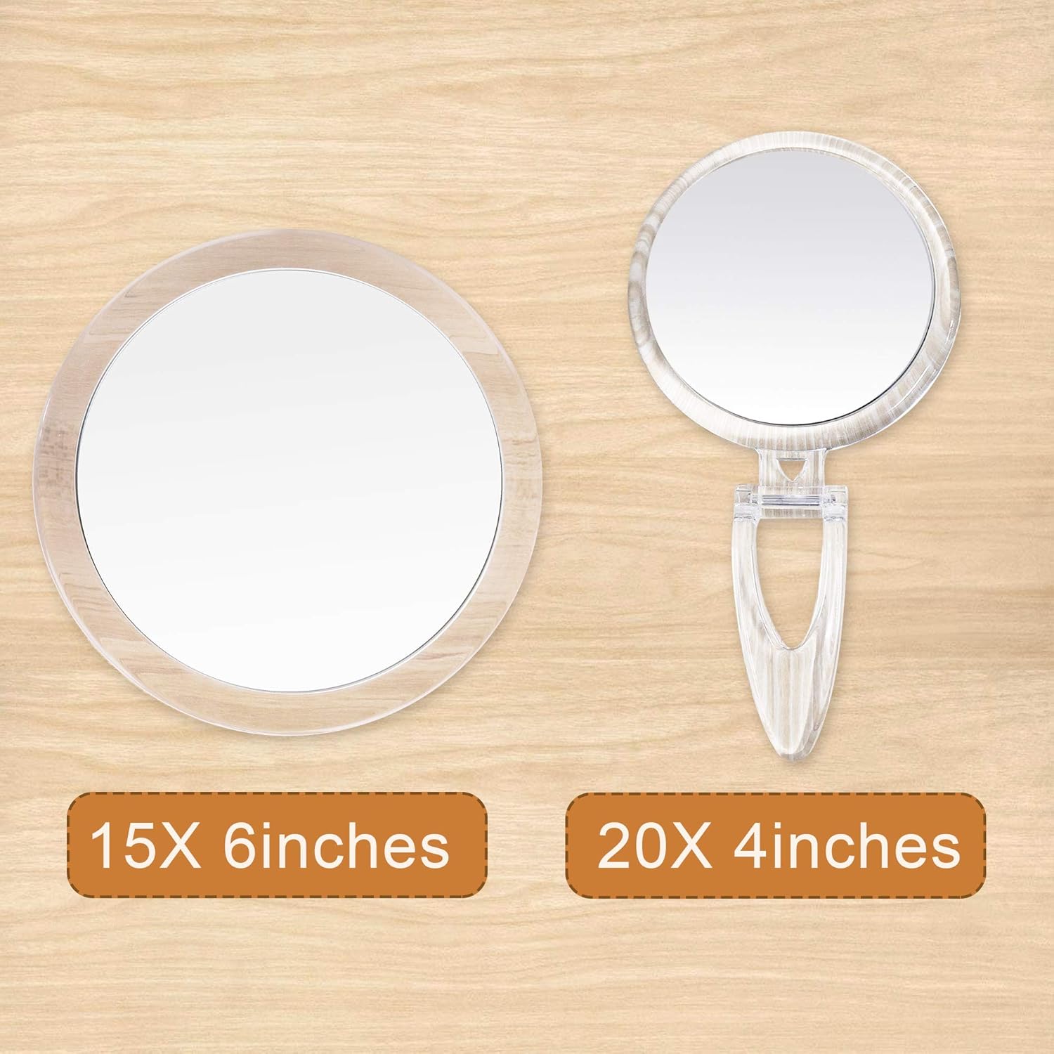 Beauty Planet 20X & 15X Magnifying Mirror Set Combo,6Inch 15X Magnified Mirror with 3 Suction Cups, 4 Inch 20X/1X Makeup Mirror with Handheld/Stand, Use for Makeup Application(Combo): Furniture & Decor
