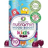 NUTRAMIN Kids Mood Boost Vegan Vitamin Gummy: Calming Magnesium Citrate Supplement for Children with Ashwagandha & Vitamin B Complex to Relax & Focus - Sugar-Free, Allergy-Safe, Non-GMO 90 ct