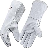 MYSAFETY Leather Welding Gloves for Men or Women, Fire and Heat Resistant gloves for Stick,Tig,Mig,Fireplace,BBQ,Oven,Grill,Wood Stove,Animal Handling Gloves,Bite Proof for Cat or Dogs,Welders Gifts