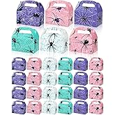 Liobelon 24 Pcs Spider Party Favor Boxes Spider Gifts Goodie Treat Boxes With Handles Spider Birthday Decorations Halloween Candy Box for Hero Game Theme Boys Men Birthday Holiday Presents