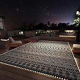 Outdoor Rug Camping Mat Rug Reversible Led Strip Lights Outdoor Carpet-Patio RV Camper Balcony Backyard Picnic Deck Porch Rug