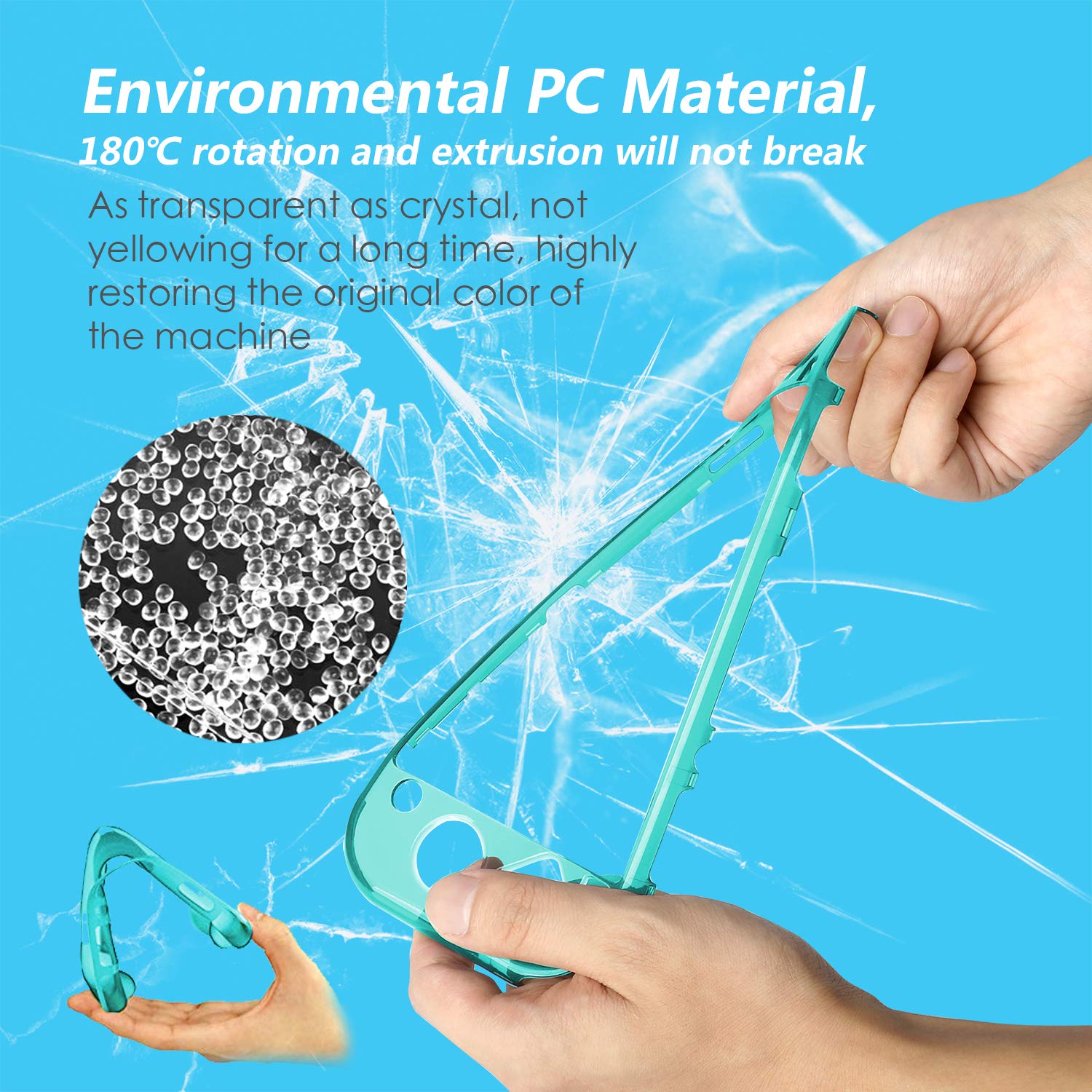 YCCSKY Case Cover for Nintendo Switch Lite 2019, Compact Ultra-Thin All-Round Crystal Protective Cover Case for Switch Lite (Clear Turquoise)