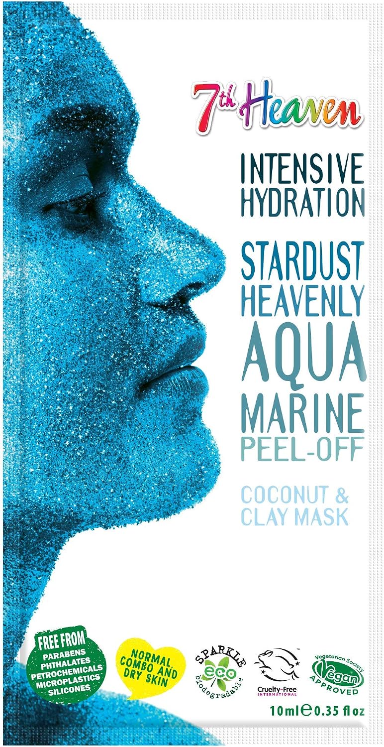 7th Heaven Stardust Heavenly Aquamarine Peel-Off Coconut Clay Face Mask to Remove Blackheads