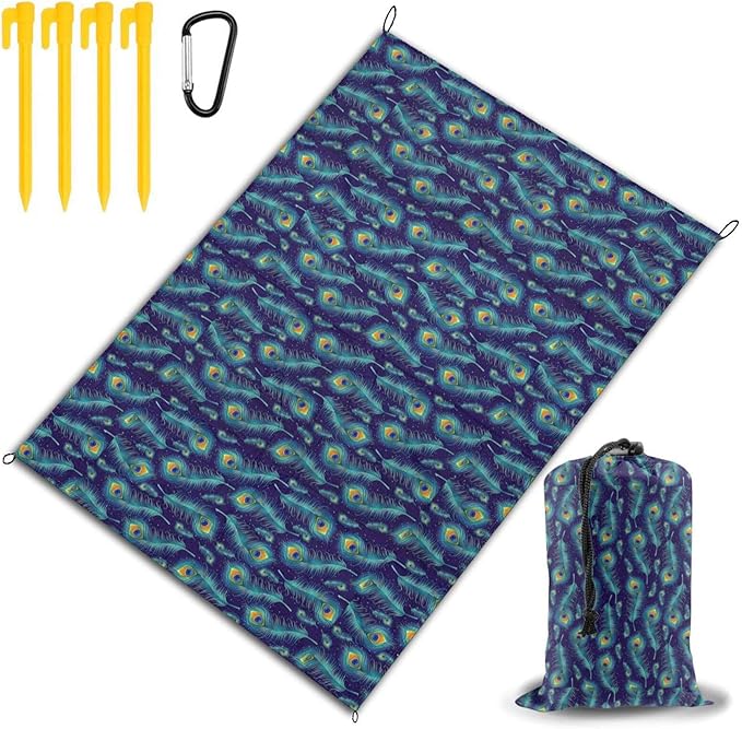 LaboxerBif Outdoor Picnic Blanket Mat Peacock Bird