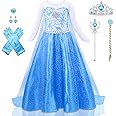 AHLPO Princess Dress Costume for Girls Halloween Party Cosplay Princess Dress Up Snow Queen Fancy Dress Up Birthday Outfit
