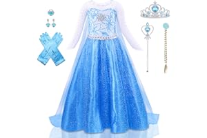 AHLPO Princess Dress Costume for Girls Halloween Party Cosplay Princess Dress Up Snow Queen Fancy Dress Up Birthday Outfit