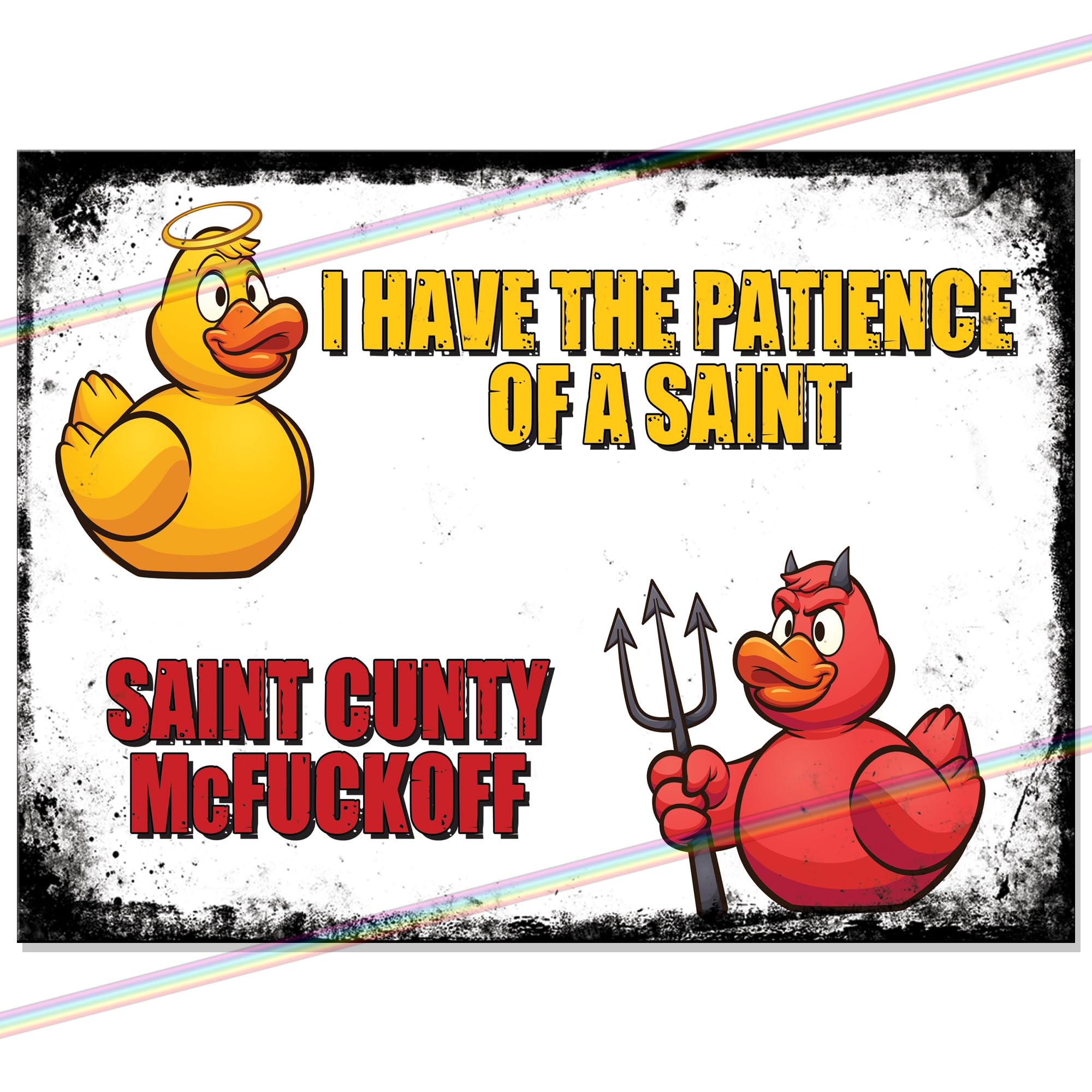 Patience Of A Saint Funny Metal Bar Sign Accessories for Home Pub or Outdoor Garden Wall Plaque Man Cave Gift Memorabilia Retro Vintage 20cm x 15cm