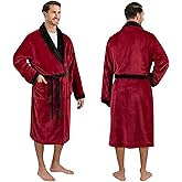 PAVILIA Mens Soft Robe Bathrobe for Men, Lightweight Fleece Male Robe Long Bath Shower Spa