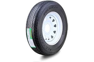 ROCKMAN Trailer Tire Wheel Assembly ST225/75R15 10-Ply E 117M 6 Lug on 5.5" PCD White Spoke Rim