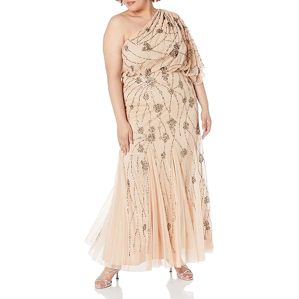 Amazon.com: Adrianna Papell Women's Off Shoulder Bead Long Dress, Champagne  Gold, 4 : Clothing, Shoes & Jewelry